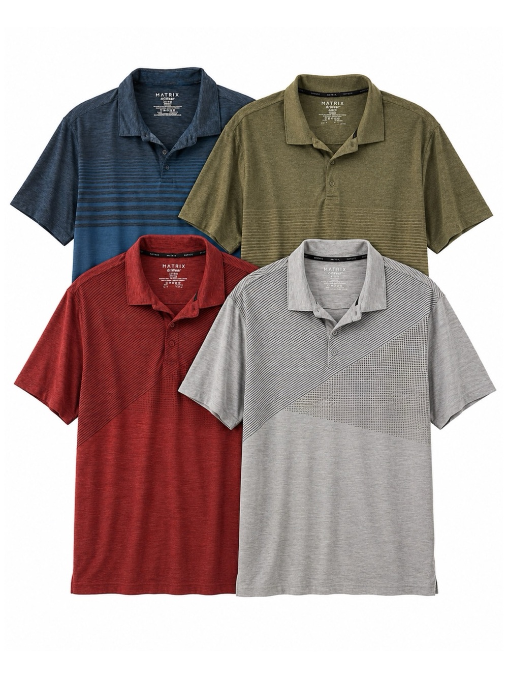 Size 2XL Matrix driWear Men’s Performance Polo Shirt Lot of 4 Golf Casual Bundle